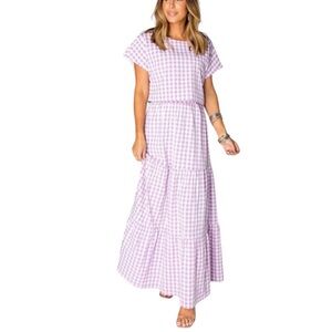 NWT BUDDY LOVE PURPLE/WHITE GINGHAM MAXI SKIRT & TOP SET - SIZE S